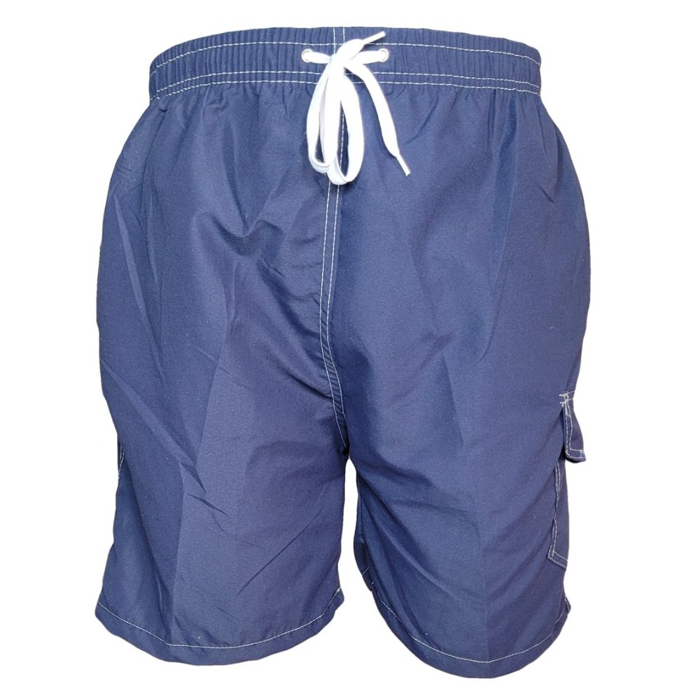 Men Swim Shorts, Swimming Trunks, 3 Pocket Cargo Swimwear, Navy - Picture 5 of 8